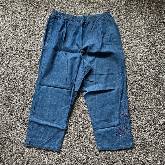 Vintage Retro 80s Jenny Bedazzled Embroidered Blue 2 Piece Set Size XL - Picture 6 of 9